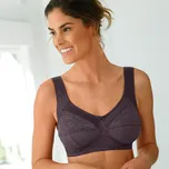 Podprsenka s vysokou oporou z úpletu a krajky, bez kostic fialová 110E