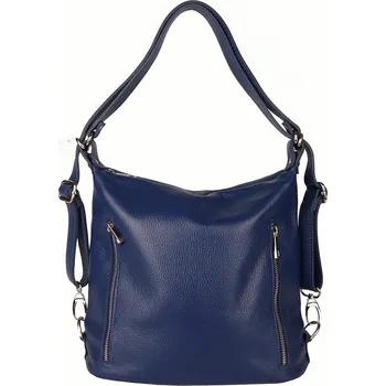 Kožená kabelka na rameno a batoh v 1 no. 2315 modrá (kabelkobatoh)