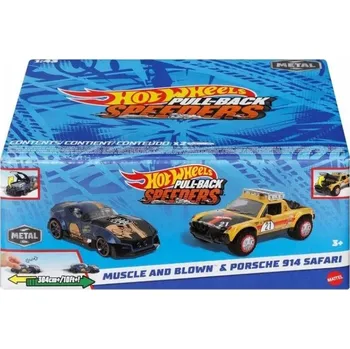autíčko Sada 2 autíček HOT WHEELS PULL-BACK SPEEDERS MUSCLE AND BLOWN & PORSCHE 914