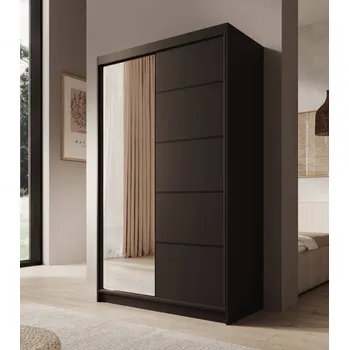 Šatní skříň Šatní skříň se zrcadlem a posuvnými dveřmi Castello - 120 cm Barva: Černá