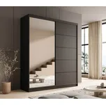 Šatní skříň se zrcadlem a posuvnými dveřmi Nico - 180 cm Barva: Černá