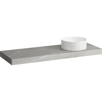 Arun - umyvadlová deska 1400, s výřezem vpravo, tloušťka 80 mm, včetně 3 nástěnných držáků H4191331517701