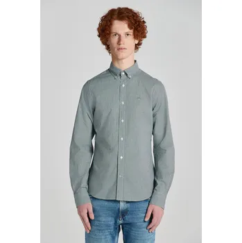 Pánské oblečení KOŠILE GANT SLIM POPLIN MICRO CHECK SHIRT FOREST GREEN