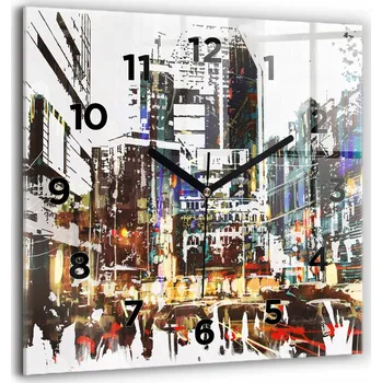 Hodiny Velké Skleněné Hodiny s potiskem Ozdobné Nástěnné Jork Město