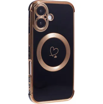 Pouzdro na mobilní telefon Kryt na iPhone 16 Plus Srdíčko s podporou MagSafe černý