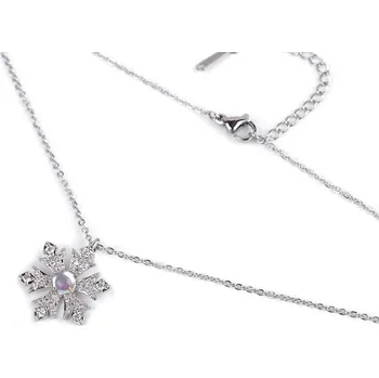 Módní doplněk Náhrdelník z nerezové oceli vločka s broušenými kamínky