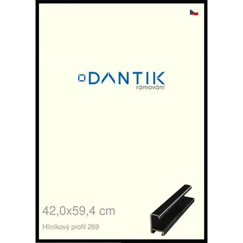 Rám na obraz DANTIK rámeček 42x59,4 | ALU profil 7269 Černá lesklá (Plexi Čiré) (Vyrobeno s láskou u nás v DANTIKU)