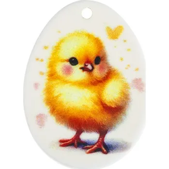 Velikonoční dekorace Dekorace vajíčko kuřátko žlutá 35x25 mm