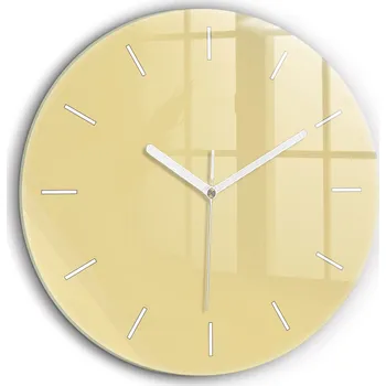 Hodiny Moderní skleněné hodiny s grafikou na zeď Krémové bílé ručičky fi60 cm