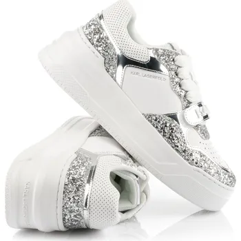 Dámská obuv TENISKY KARL LAGERFELD KREW MAX LO LACE 11 WHITE LTHR W/SILVER