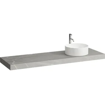 Umyvadlo Arun - umyvadlová deska 1600, s výřezem vpravo, tloušťka 80 mm, vč. otvoru pro baterii, včetně 3 nástěnných držáků H4191471517701