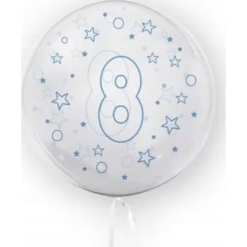Balónek NAROZENINOVÝ balónek 45 cm Číslice 8 hvězdiček Modrá barva Tuban BALONY
