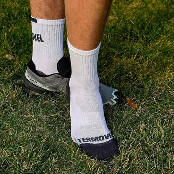 Pánské ponožky Bílo-černé ponožky s froté patou a špičkou Velikost: 44-46