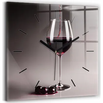 Hodiny Skleněné hodiny s tichým mechanismem Loft Nástěnné Červené víno 30x30