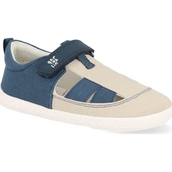 Dívčí sandály Barefoot dětské sandály Garvalín - Pique Arena béžovo - modré Velikost: 25