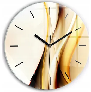 Hodiny Moderní skleněné hodiny s grafikou na zeď Abstrakce vlna kulatý průměr 30 cm