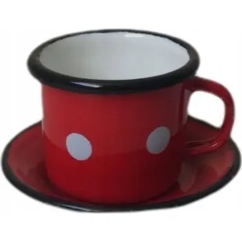 Šálek na espresso smaltovaný retro červený