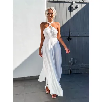 Dámské šaty Bílé elegantní šaty BEATRICE s vázáním