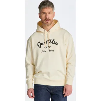 Pánská mikina MIKINA GANT GRAPHIC HOODIE CREAM