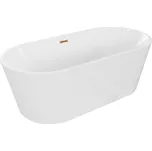 MEXEN/S - Luna vana volně stojící 160 x 75, bílá, sifon a přepad růžové zlato 52031607500-60