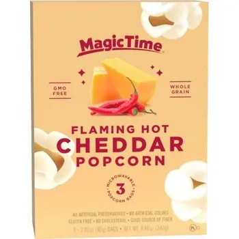 Chips Magic Time Flaming Hot popkorn s příchutí čedaru a chilli 3 x 80 g
