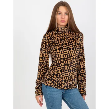 Dámské tričko Hnědo-černý vzorovaný velurová rolák -RP-BZ-8187-2.06-pattern Velikost: ONE SIZE