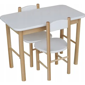 Jídelní židlička Dětský set, dětský stolek a židle dřevěný bílý metdre