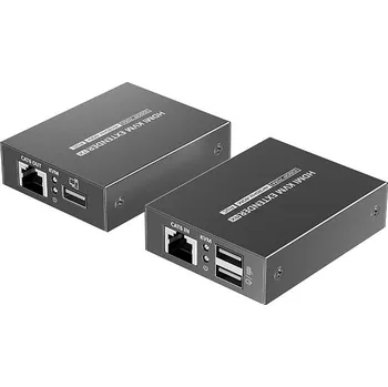 Video kabel XtendLan CAT6 HDMI extender, vysílač+přijímač, 40m 4k/2k/1080p po jednom CAT6 kabelu, POC, přenos IR a USB (KVM)
