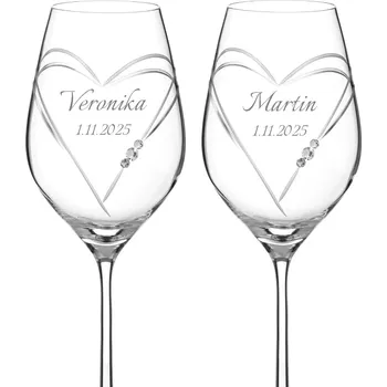 Sklenice Dekorant Svatební sklenice na bílé víno Aphrodite 3 s krystaly Swarovski 360ml 2KS