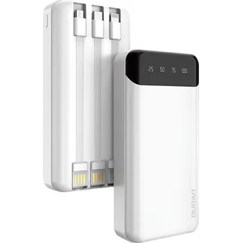 Powerbanka Externí baterie / power bank DUDAO - 3x kabel - USB-C / Micro USB / Lightning - 20000 mAh - bílá