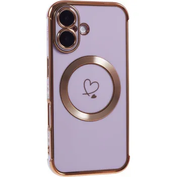 Pouzdro na mobilní telefon Kryt na iPhone 16 Plus Srdíčko s podporou MagSafe světle fialový