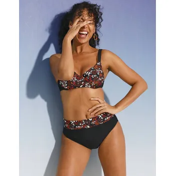 Dámské spodní prádlo Plavkové slipové kalhotky s potiskem Tarafa, tvarující s nastavitelným pasem černá/paprika 44