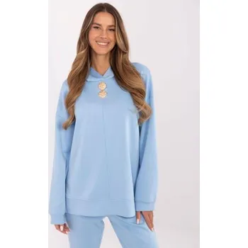 Dámská mikina Světle modrá mikina s kapucí ze směsi viskózy