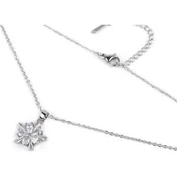 Náhrdelník Náhrdelník z nerezové oceli vločka s broušenými kamínky, barva 2 crystal