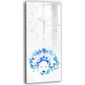 Hodiny Skleněné nástěnné hodiny tiché ručičky Obývací pokoj Medvěd na ledovém pozadí 30x60