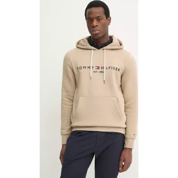 Pánská mikina Mikina Tommy Hilfiger pánská, béžová barva, s kapucí, s aplikací MW0MW11599 80D, vel. XXL