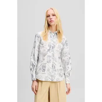 Dámská košile Bavlněná košile Karl Lagerfeld bílá barva, relaxed, s klasickým límcem, A2W11023 00A, vel. 36