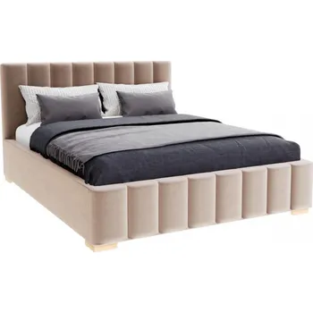 Postel Čalouněná postel AUSTIN 160x200 cm Béžová Paris s úložným prostorem kovový rošt