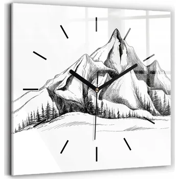 Hodiny Skleněné hodiny s motivem Tichý mechanismus Loft Nástěnné Kreslené hory 30x30
