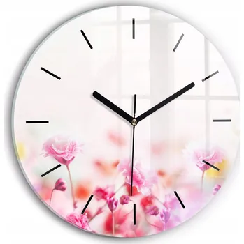 Hodiny Nástěnné hodiny kulatý dekorativní klasické kuchyňské Květiny na louce průměr 30 cm