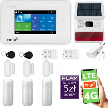Sada domovního alarmu Bezdrátový alarm Wifi + GSM 4G LTE s aplikací TUYA, HUXGO HXA006 4G