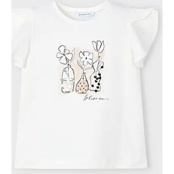 Dívčí tričko dětské tričko s volánkovým rukávem Mayoral 3004-90 velikost 110