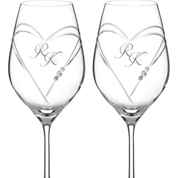 Sklenice Dekorant Svatební sklenice na bílé víno Aphrodite 2 s krystaly Swarovski 360ml 2KS