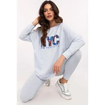 Světle modrá melanžová souprava s mikinou nadměrné velikosti