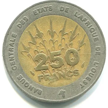 Západoafrické státy. 250 francs 1992.