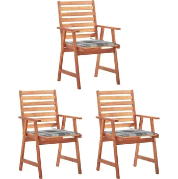 Zahradní jídelní židle s poduškami 3 ks masivní akáciové dřevo Šedá3064361