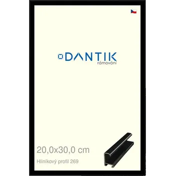 Rám na obraz DANTIK rámeček 20x30 | ALU profil 7269 Černá lesklá (Sklo Čiré) (Vyrobeno s láskou u nás v DANTIKU)