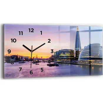 Obraz Moderní skleněné hodiny s grafikou na zeď horizontální 60x30 cm Pohled na Londýn