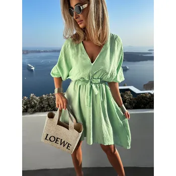 Dámské šaty Světle zelené lehké basic šaty MULLBERY s výstřihem Velikost: ONESIZE