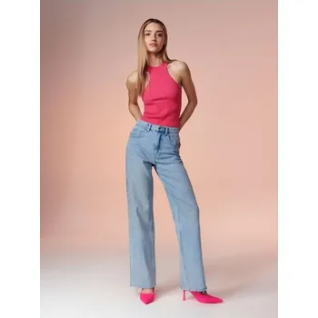 Sinsay - Top z žebrovaného úpletu - sytě růžová - 4032F-42X - 4032F-42X-XXS